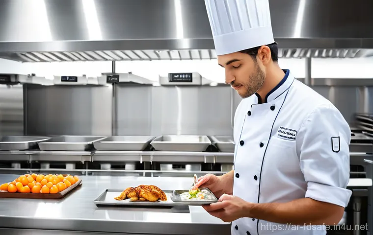 식품위생사 자격증 온라인 강의 추천 - **Prompt 1: Professional Kitchen & HACCP Compliance**
    "A highly realistic and detailed image of ...