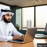 식품위생사 경력자를 위한 연봉 협상 팁 - A professional Middle Eastern food safety specialist in a modern office setting, analyzing market sa...