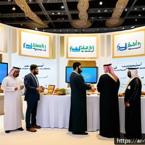 식품위생사 취업 네트워크 활용법 - A professional networking event focused on food safety in a modern conference hall in Riyadh, Saudi ...