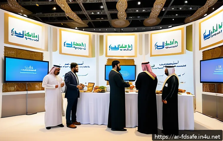 식품위생사 취업 네트워크 활용법 - A professional networking event focused on food safety in a modern conference hall in Riyadh, Saudi ...